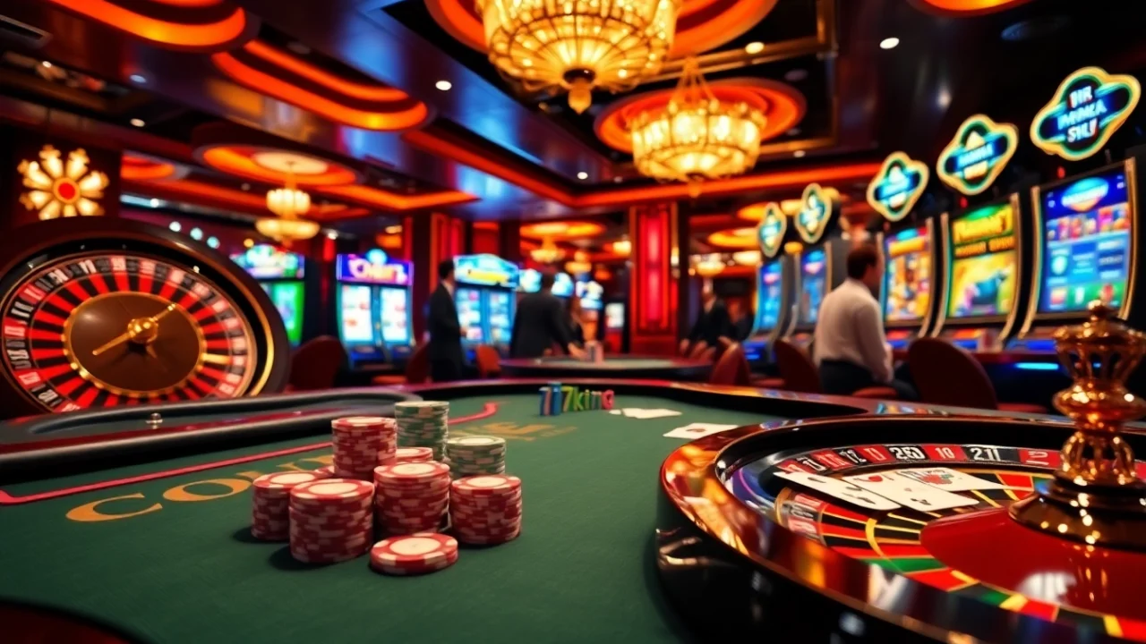 Engaged players enjoying a thrilling experience at 79king casino with vibrant gaming tables and colorful chips.