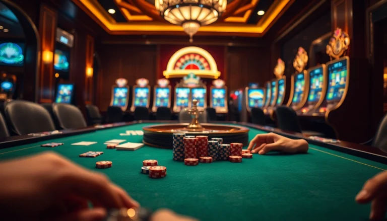 Experience the excitement of k9k9 casino with vibrant poker chips and lively casino games.