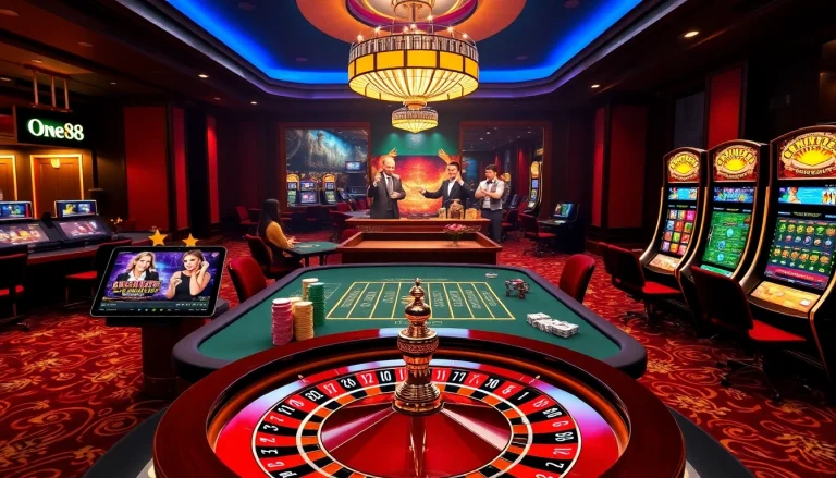Experience the thrill of gambling with one88's vibrant casino tables and sleek online interface.