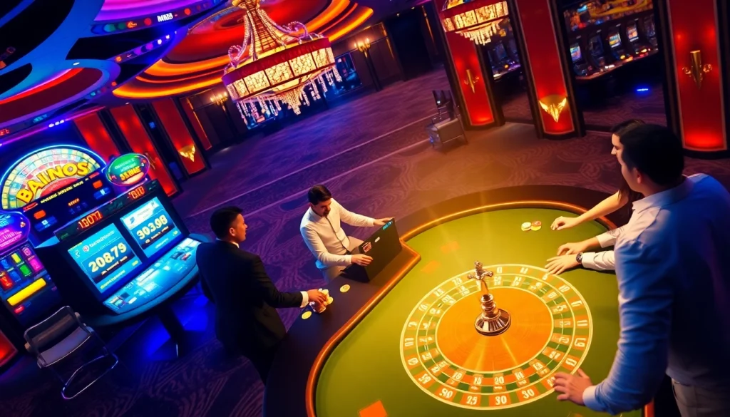 Action-packed casino scene showcasing professional gambling activities on https://mk8th.net/ with vibrant atmosphere and luxury.