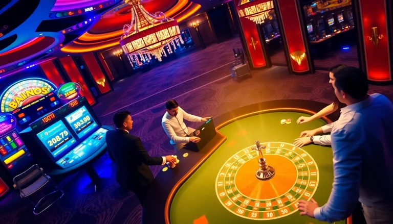 Action-packed casino scene showcasing professional gambling activities on https://mk8th.net/ with vibrant atmosphere and luxury.