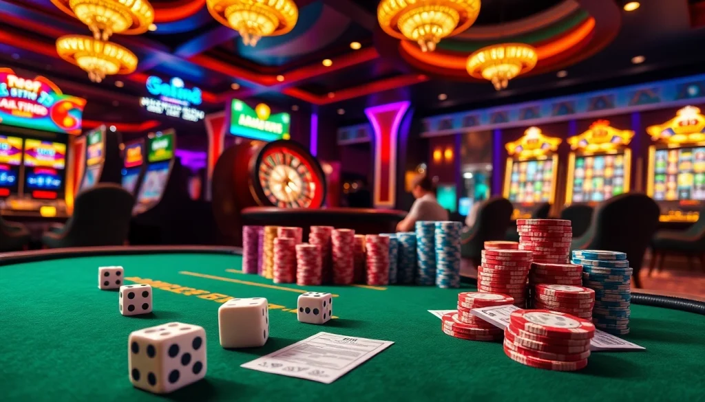 Experience thrilling games at GG88 Com with vibrant casino tables and spinning roulette wheels.