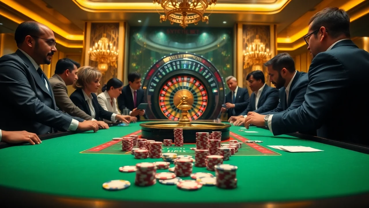 Players competing intensely at the 388bet poker table, showcasing strategy and excitement.