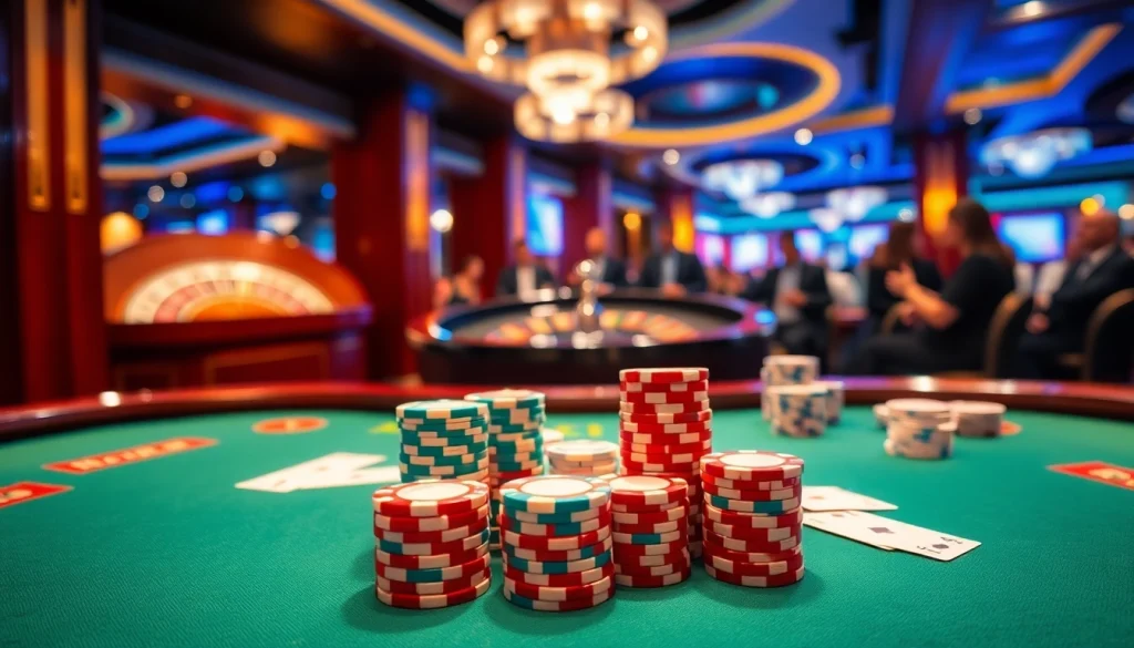 Engaging poker action at a high-stakes table featuring 23wini.online's vibrant casino atmosphere.