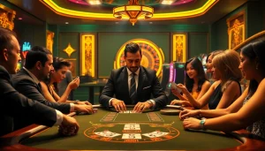 Players at a luxurious casino table strategizing their next moves in the s8 poker game.