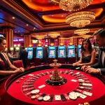 Experience the thrill of gambling at Pushpa Club with luxurious casino elements and vibrant gaming tables.