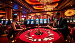 Experience the thrill of gambling at Pushpa Club with luxurious casino elements and vibrant gaming tables.
