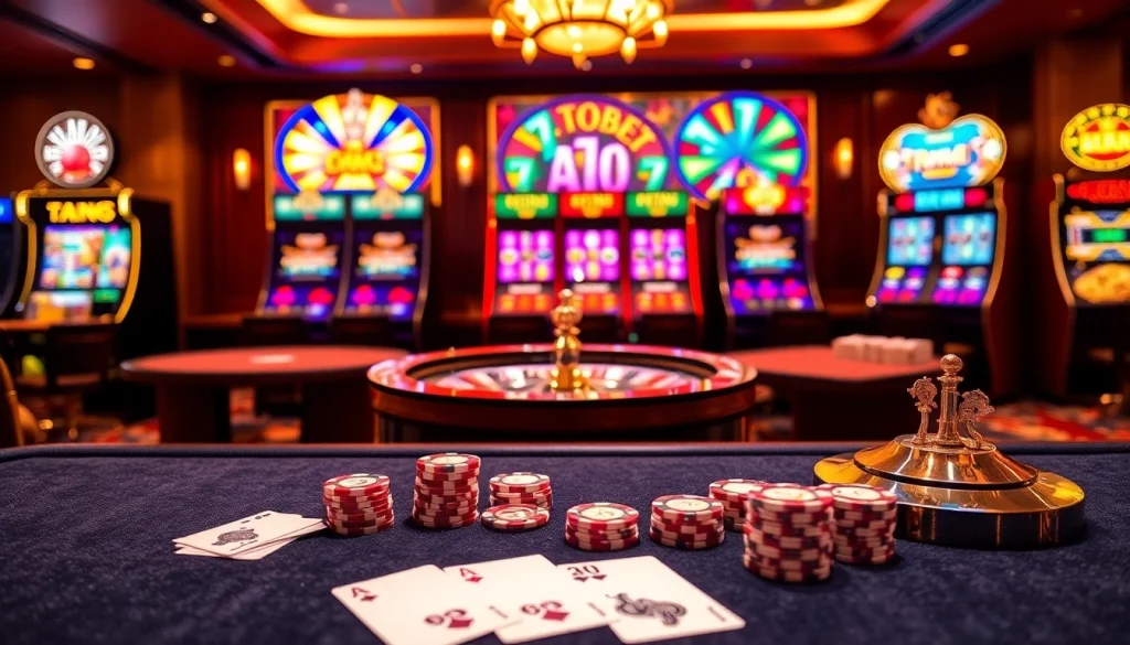 Tobet88 offers an exciting casino experience with luxury tables and vibrant slot machines.