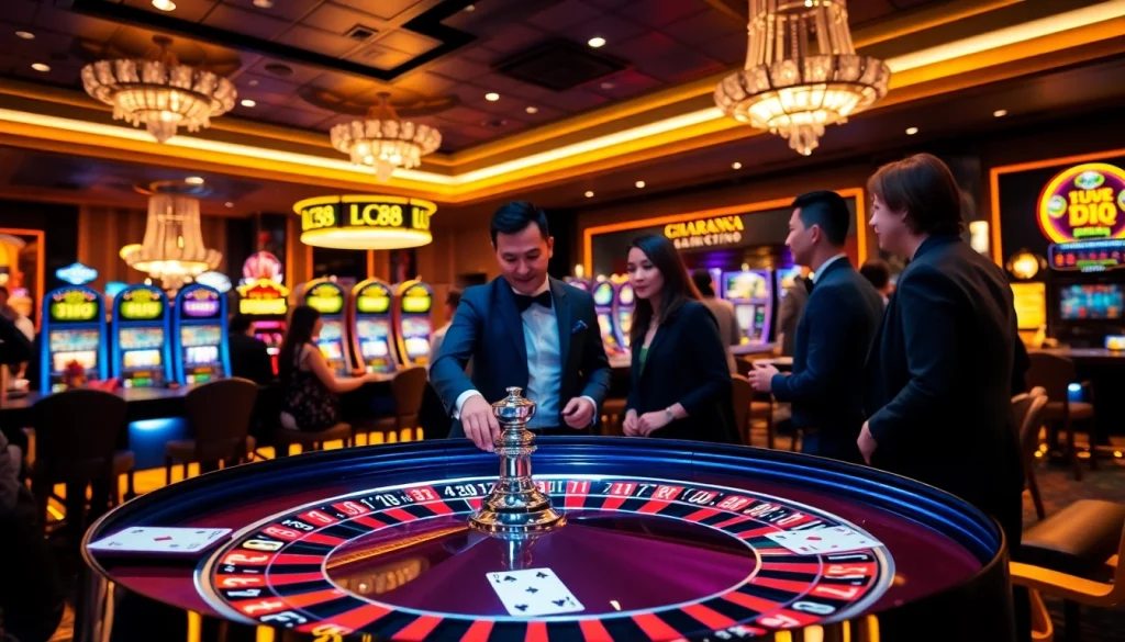 Experience the excitement of LC88 with vibrant casino tables and winning moments.
