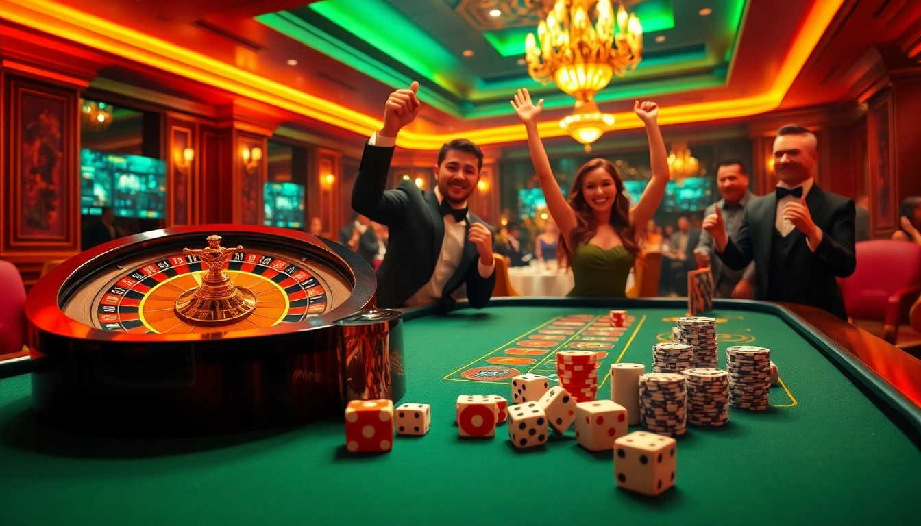 Nhà cái đá gà betting scene with vibrant casino elements and engaging players experiencing high-stakes excitement.