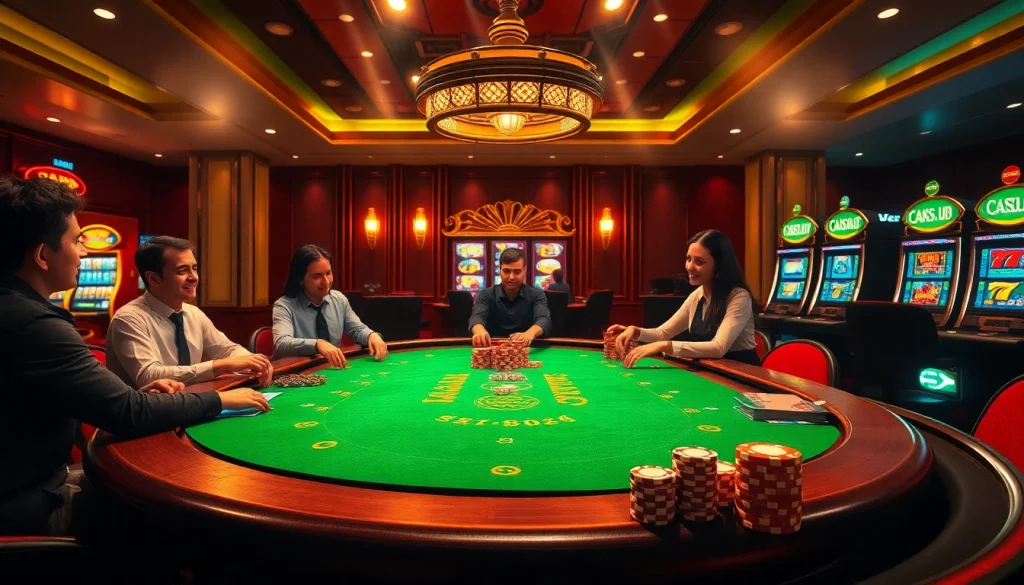 Engaging poker action at tobet88 with players, chips, and casino elements captured in a vibrant scene.