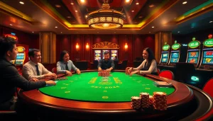 Engaging poker action at tobet88 with players, chips, and casino elements captured in a vibrant scene.