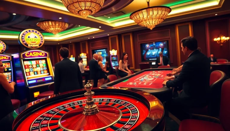 Experience the thrill of 5z7776 com's luxury casino with roulette, poker tables, and vibrant slot machines.