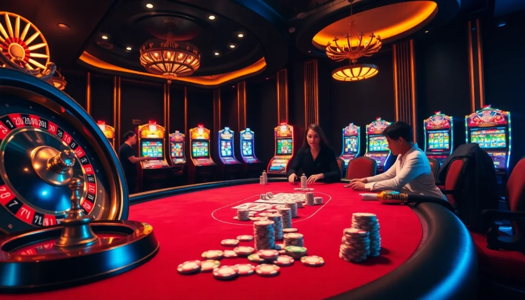 Poker players strategizing at a luxury casino table, highlighting 88i's top-tier gambling experience.