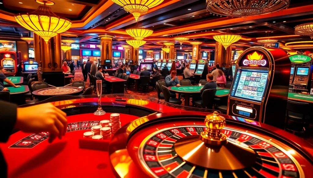 Experience the thrill of apiraja88 as players engage at a vibrant roulette table with colorful chips.