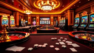 Engaging xn88 online casino scene with vibrant tables and slot machines.