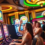 Engaged players experiencing nổ hũ at vibrant casino slot machines.