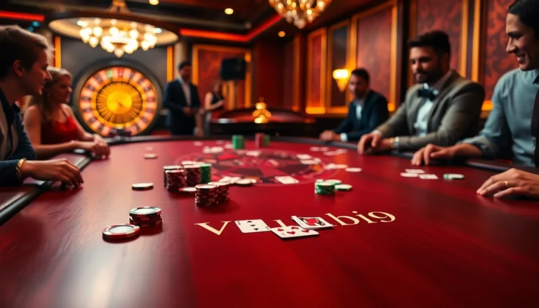 Players at a Vuabai9 poker table showcasing thrilling card strategy.