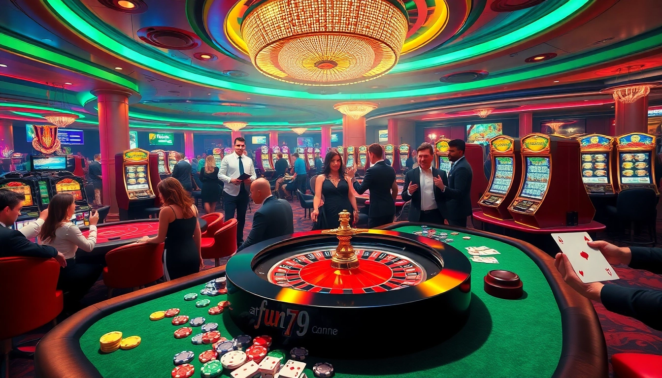 Experience the excitement of gambling at fun79 with vibrant casino tables and thrilling games.