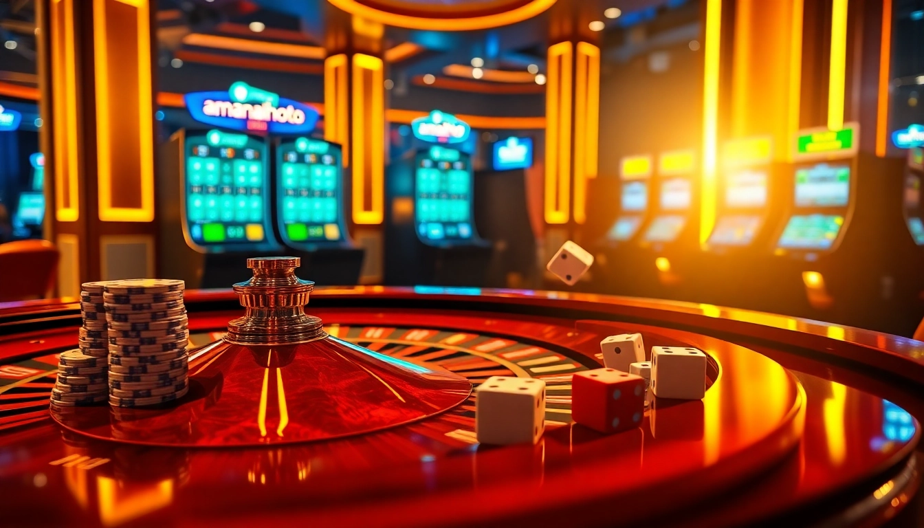 Experience amanahtoto wagering action with a glowing digital roulette wheel and vibrant poker chips
