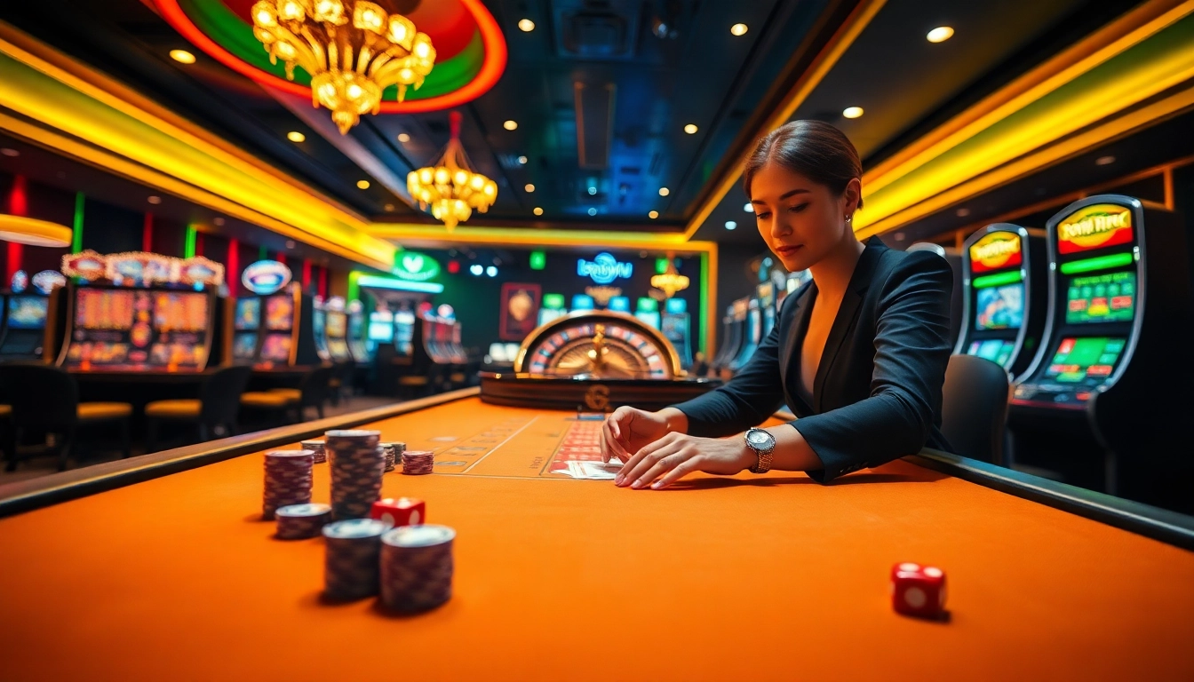 Experience the thrill of the 13win group with vibrant casino gaming visuals featuring poker chips, dice, and a roulette wheel.
