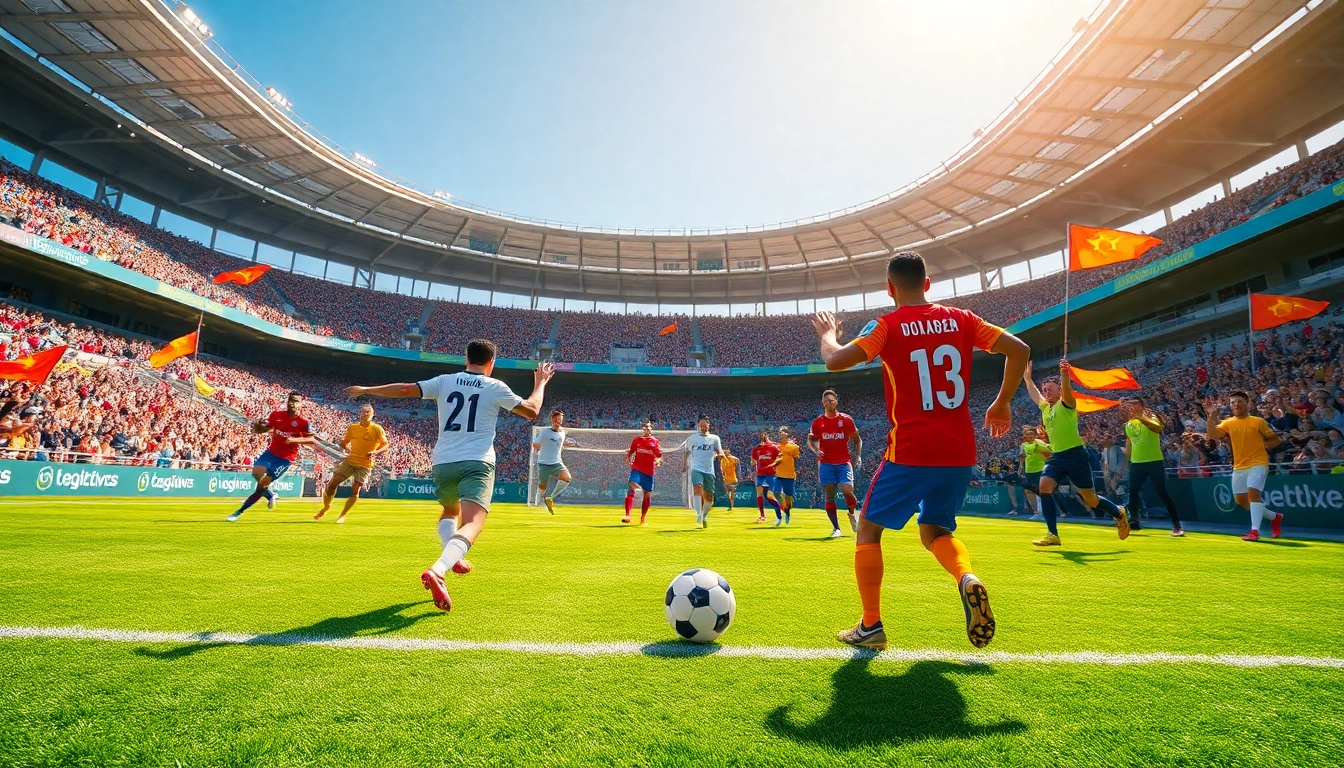 Xem Bóng Socolive live football match excitement with cheering fans.