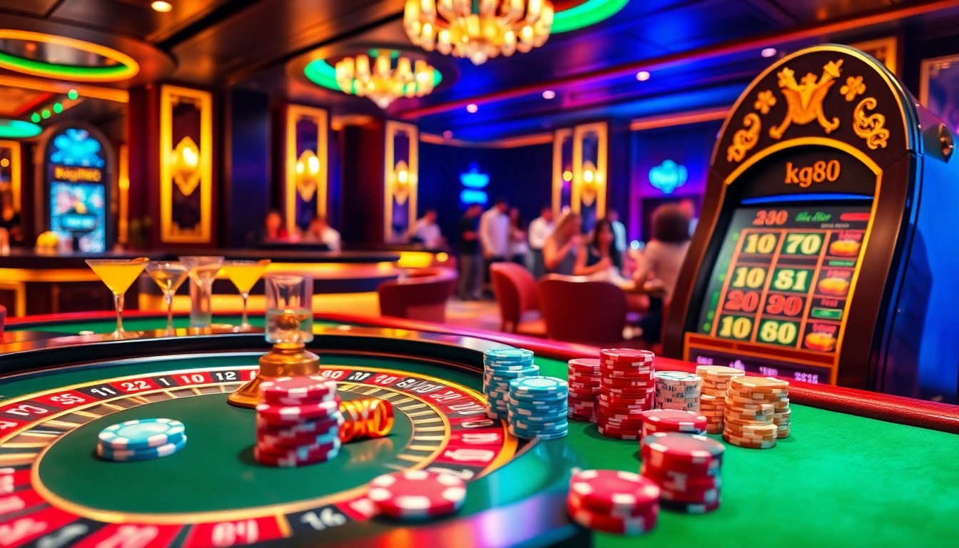 Experience the thrill of kg88 gaming with an elegant casino atmosphere featuring roulette and poker.