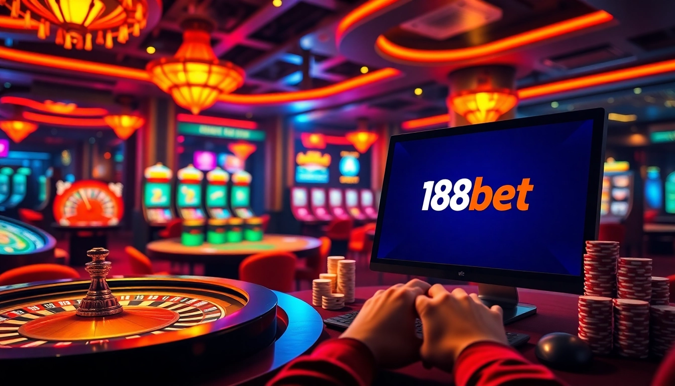 Engaging players at 188bet sharing a thrilling online casino experience with vibrant gaming action.