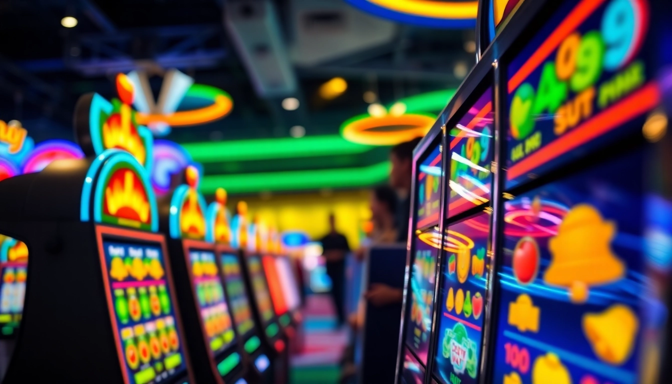 Engaging slots experience with vibrant machines and eager players in a lively casino.