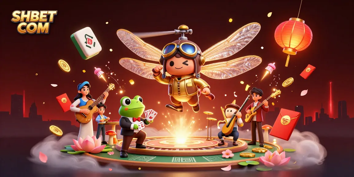 Engage in thrilling gameplay at SHBET COM featuring vibrant illustrations of a lily pad casino.