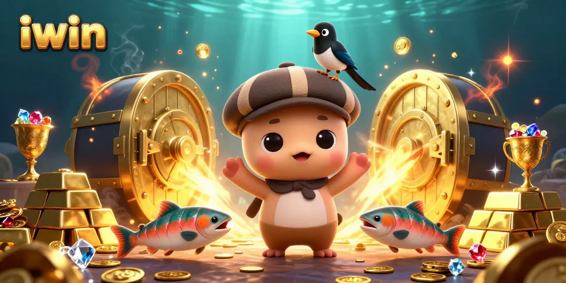 Experience iwin's thrill with a vibrant 3D illustration featuring a fun and playful casino scene.